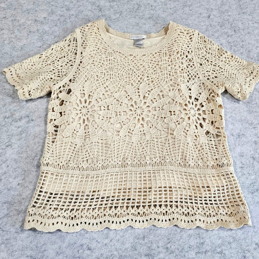 Design History Crochet Lace Top, Boho, Fully lined, Cotton, Womens Sz M, New - Picture 2 of 8